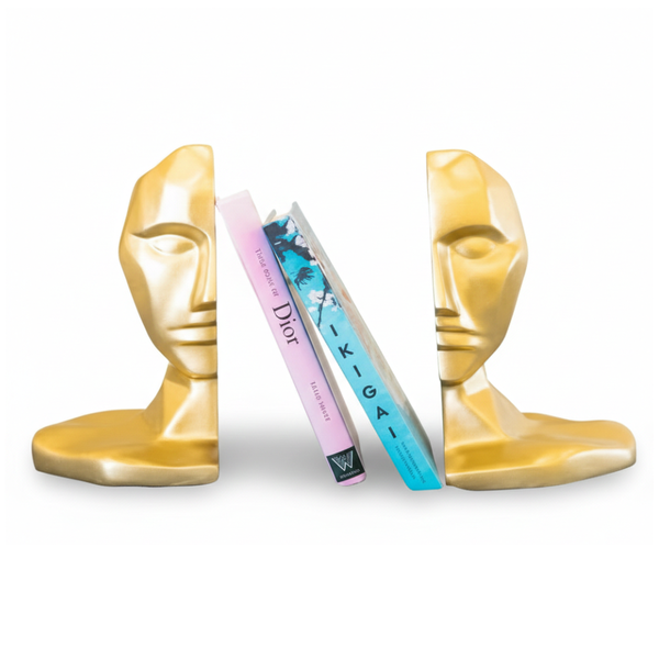 Luxury Gold Abstract Face Bookends