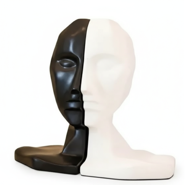 Dual-Tone Abstract Face Bookends