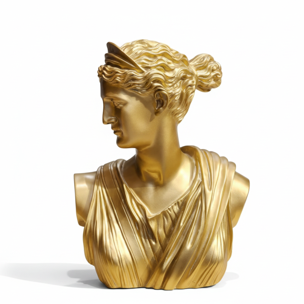 Golden Goddess Bust Statue