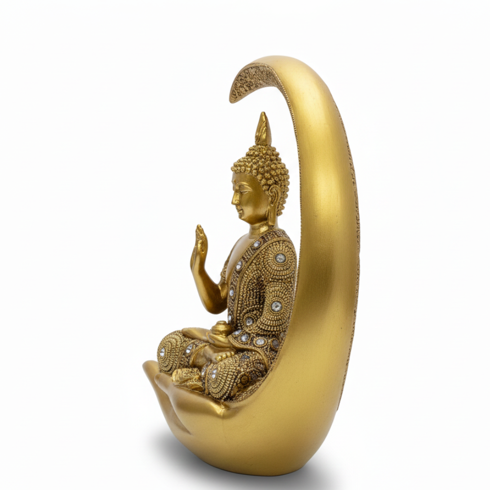 Luxury Golden Buddha on Crescent Moon Statue
