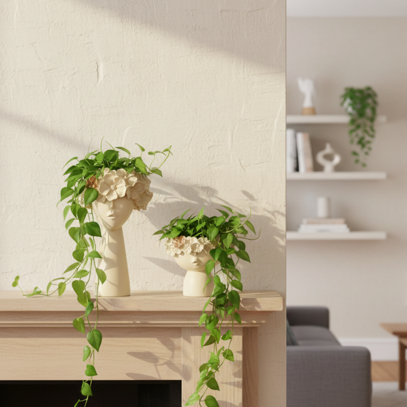 Artistic Floral Face Vase Set