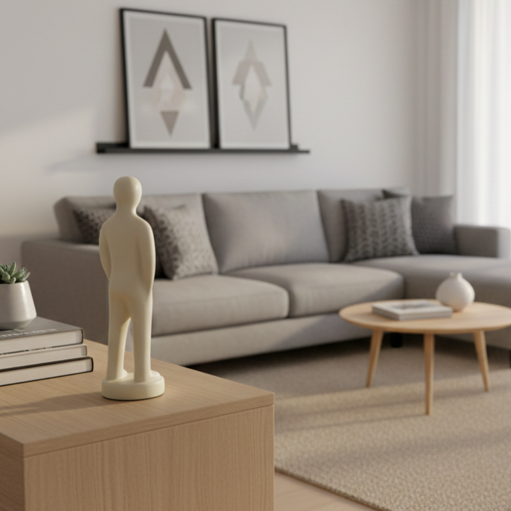 Minimalist Nordic Style Cream Resin Statue