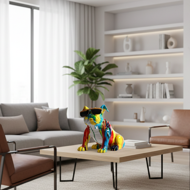 Colorful Pop Art Bulldog Figurine