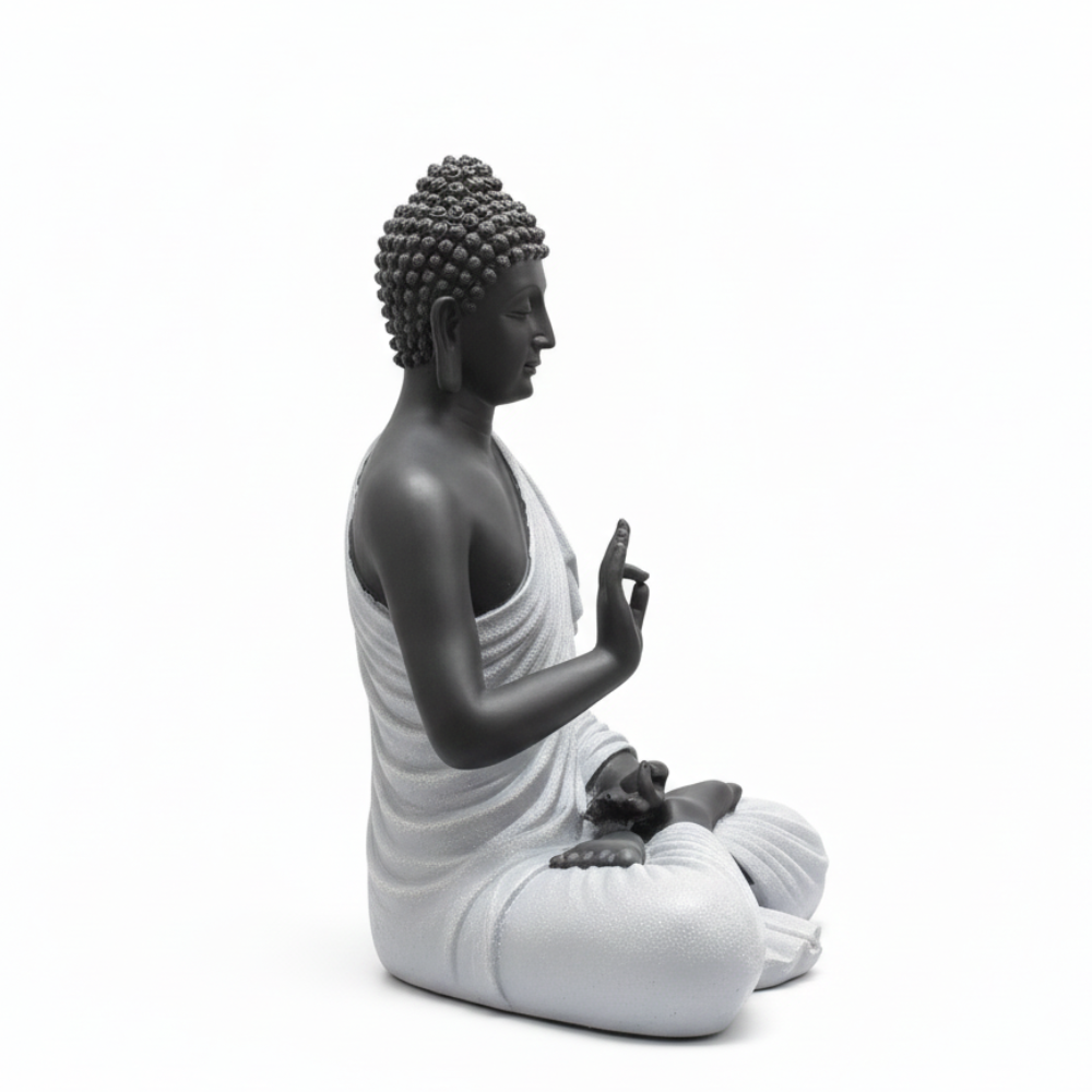 Black & White Meditation Buddha Statue