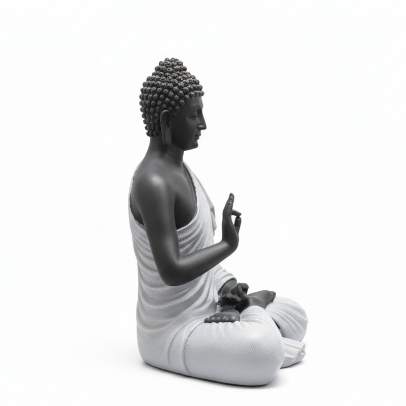 Black & White Meditation Buddha Statue