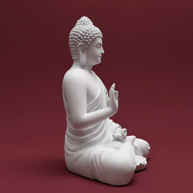 Pure White Meditation Buddha Statue