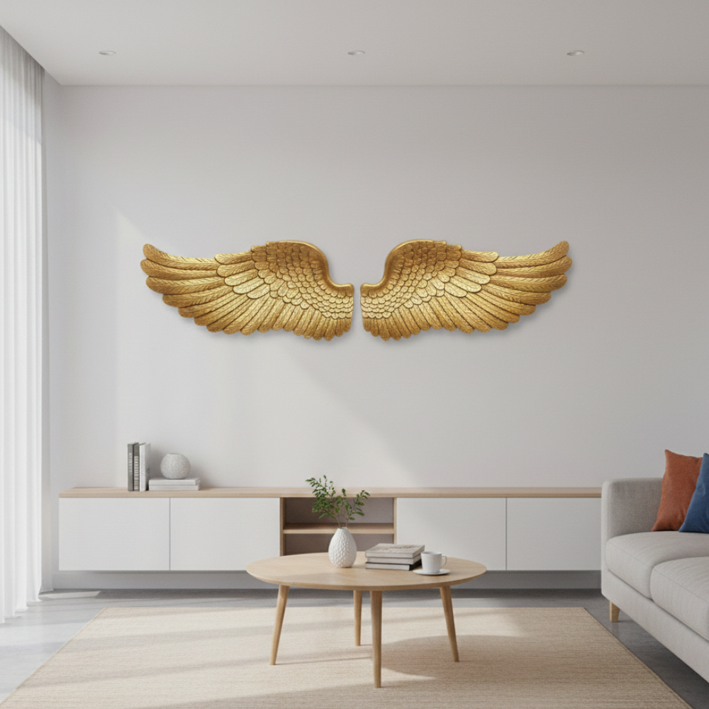 Golden Angel Wings Wall Art Decorative Showpiece