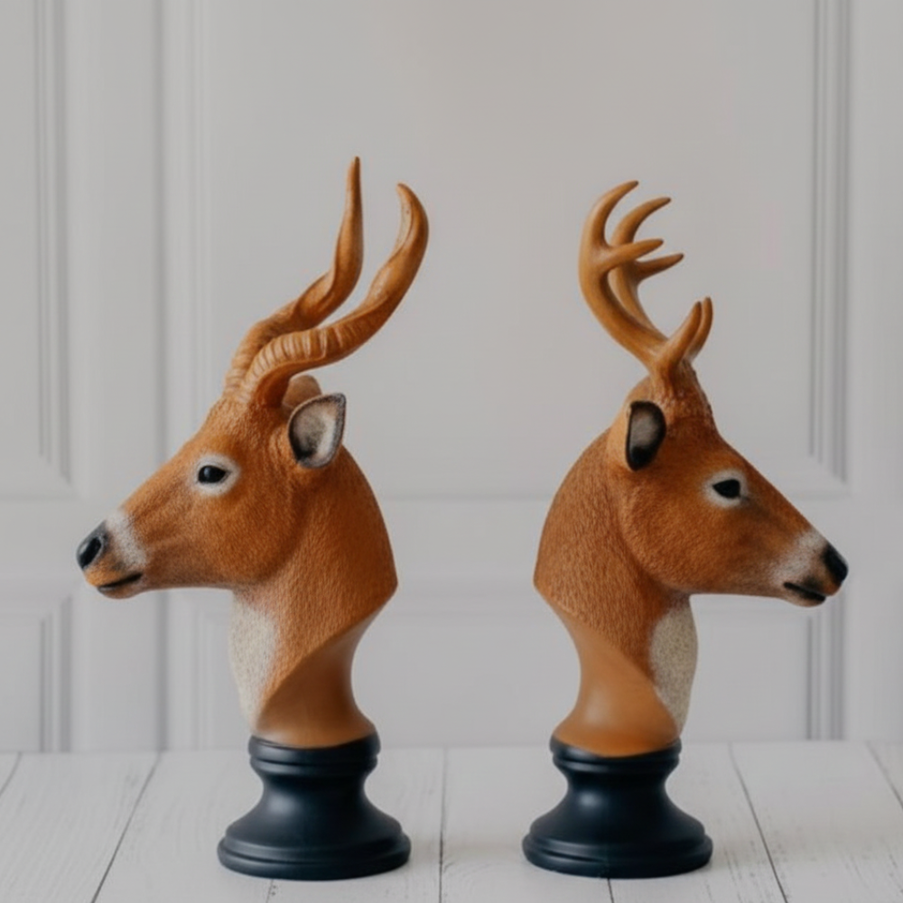 Twin Deer Head Showpiece