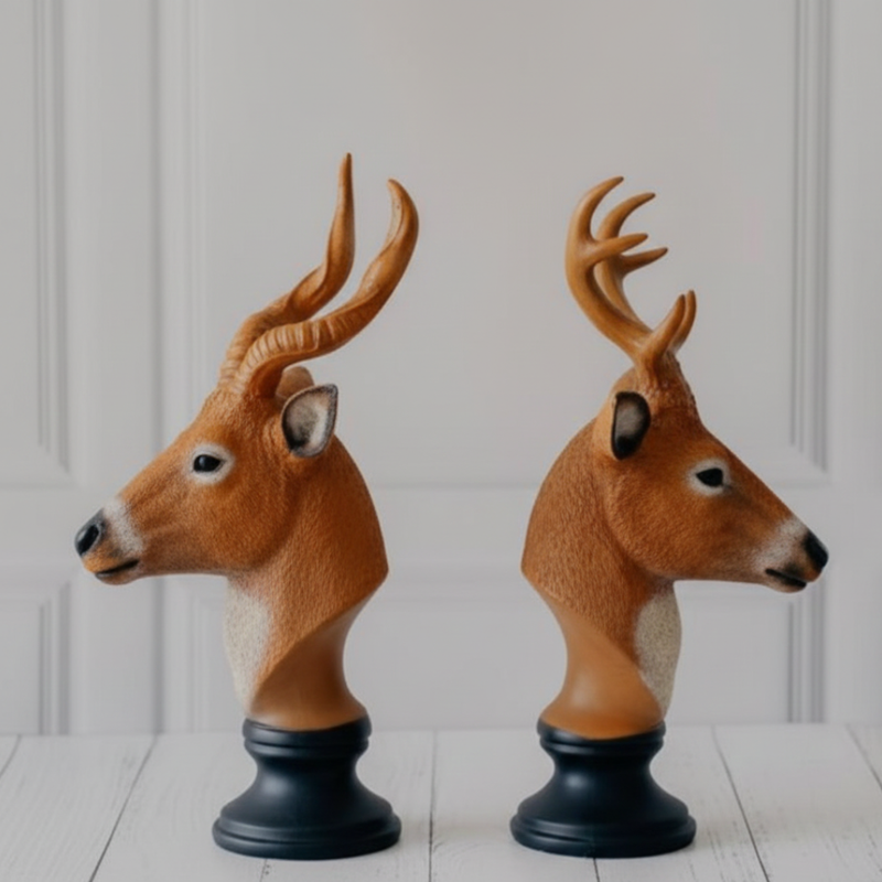 Twin Deer Head Showpiece