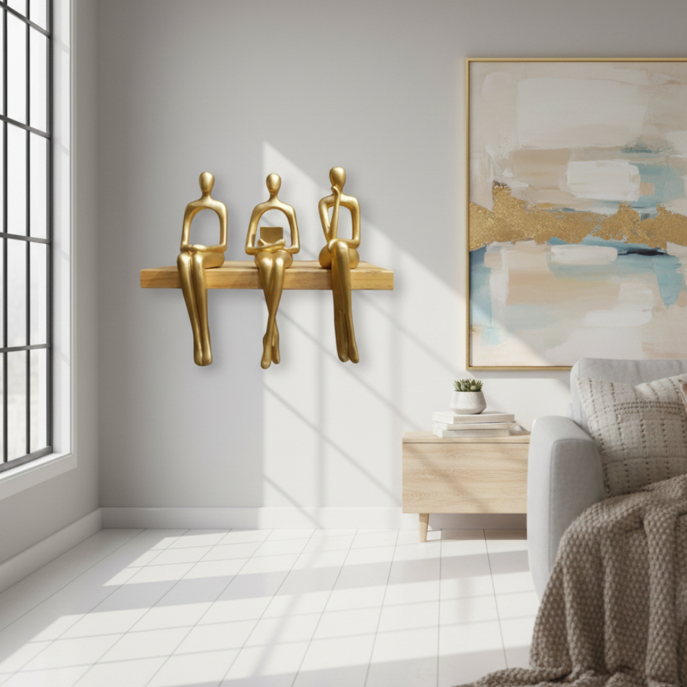 Golden Abstract Human Figurines Showpiece