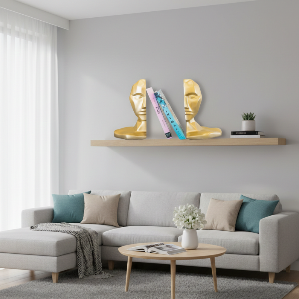 Luxury Gold Abstract Face Bookends