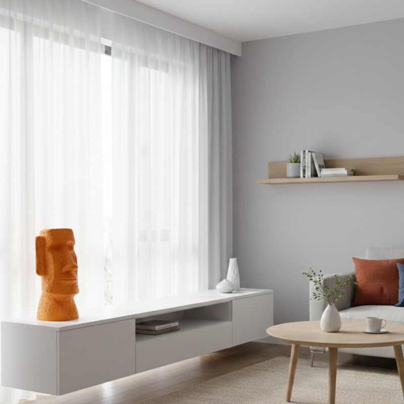 Yellow Moai Head Stone Finish Decorative Showpiece