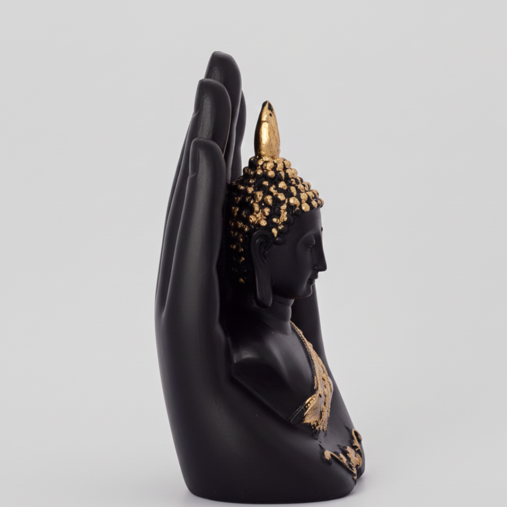 Black & Gold Buddha in Blessing Hand Showpiece