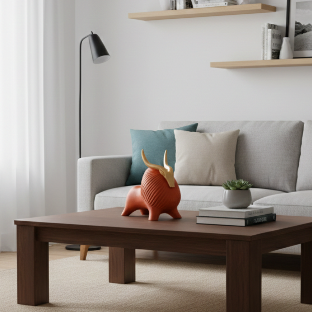 Handcrafted Ceramic Bull Figurine