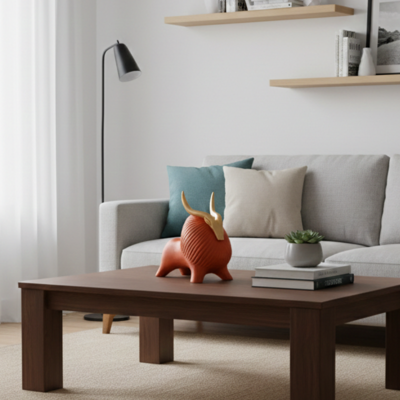 Handcrafted Ceramic Bull Figurine