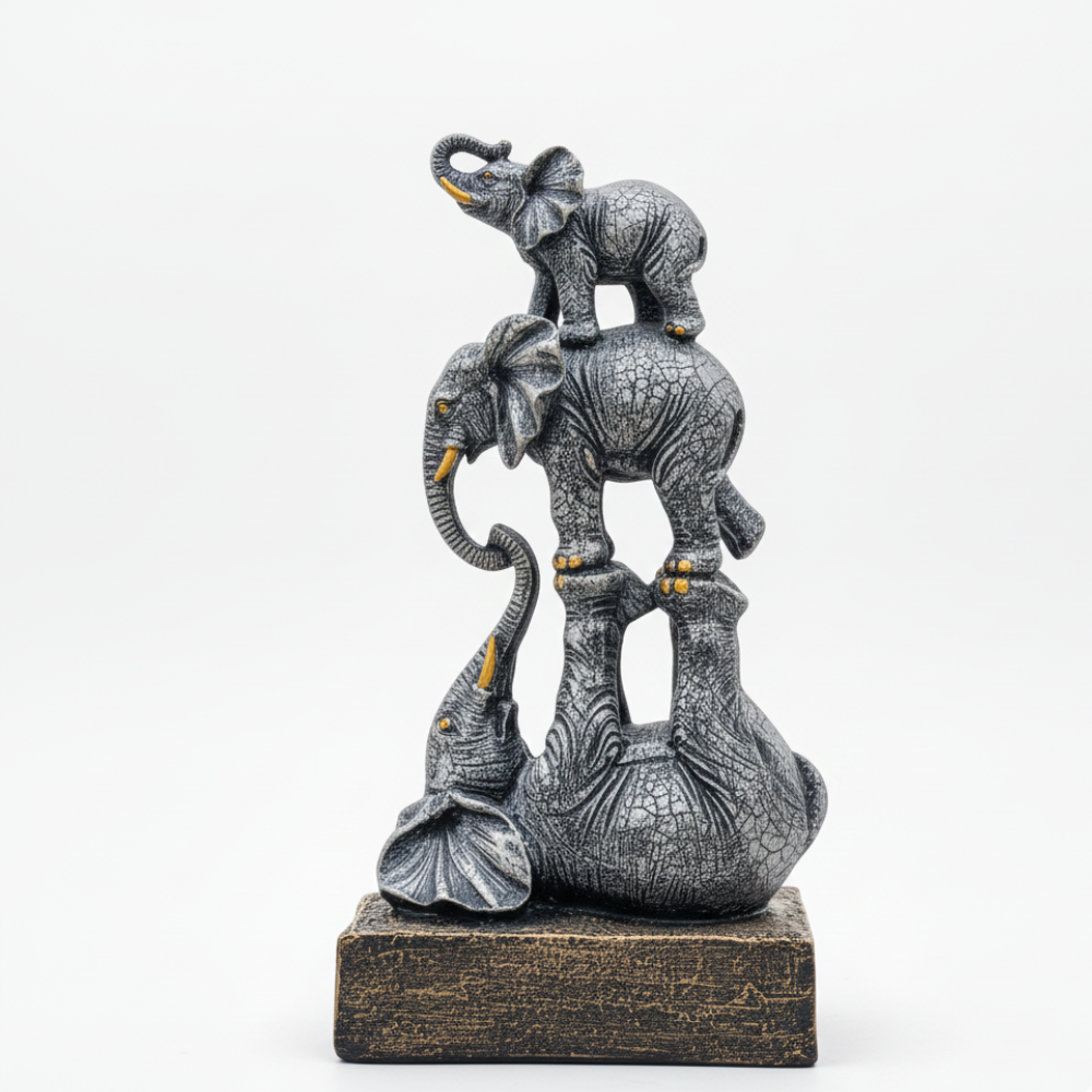 Elephant Family Stacked Showpiece