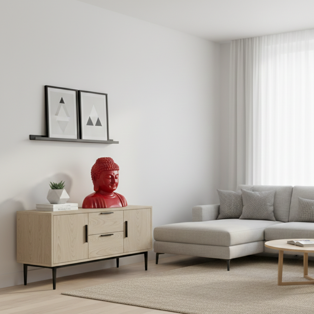 Modern Red Buddha Head Statue