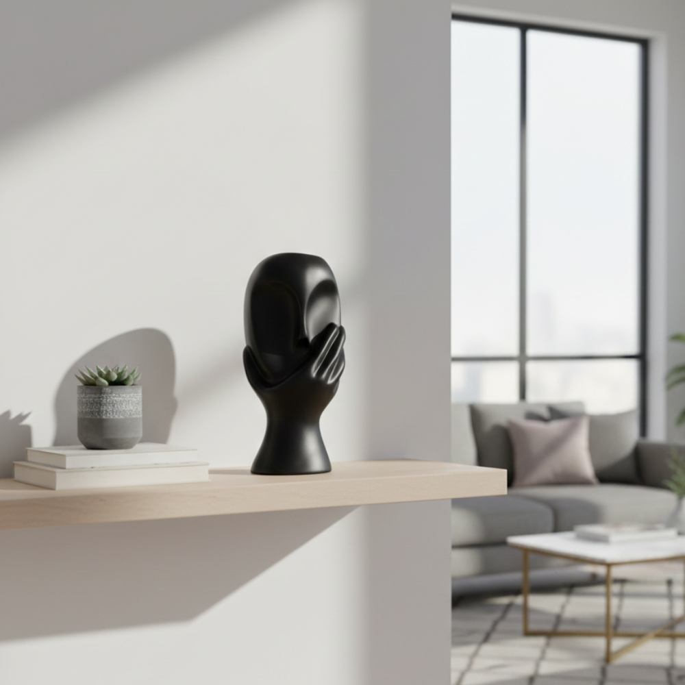 Abstract Black Face Vase