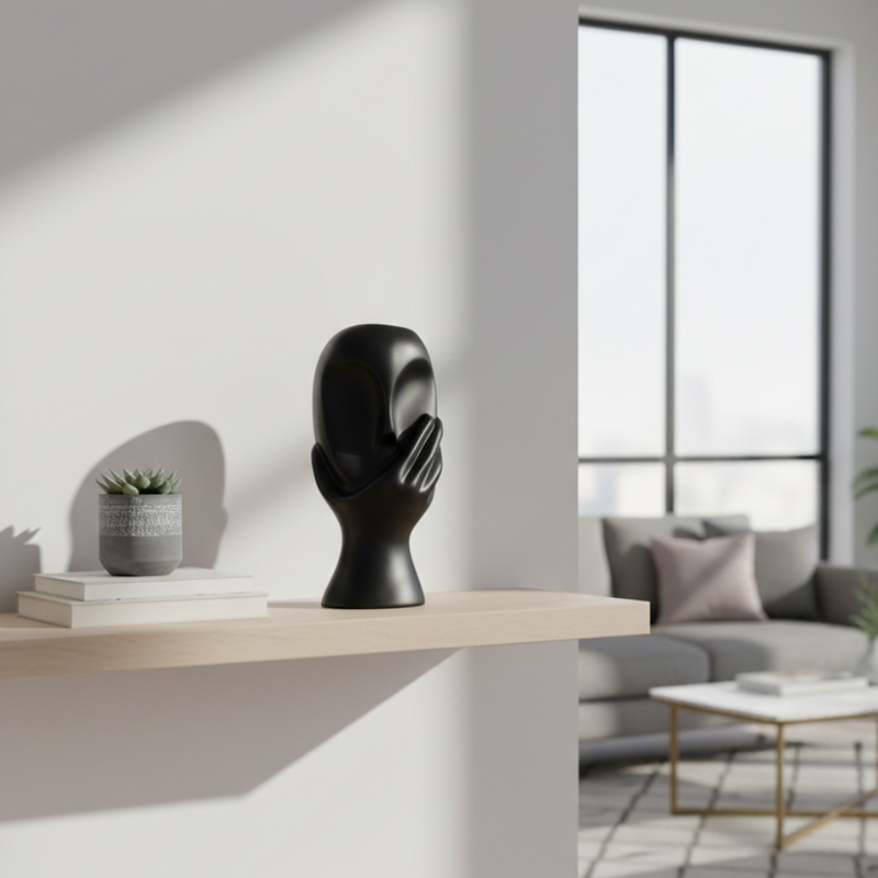 Abstract Black Face Vase