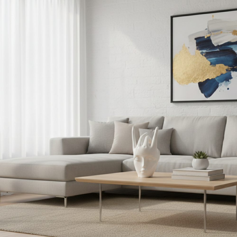 Modern White Abstract Face Hand Showpiece