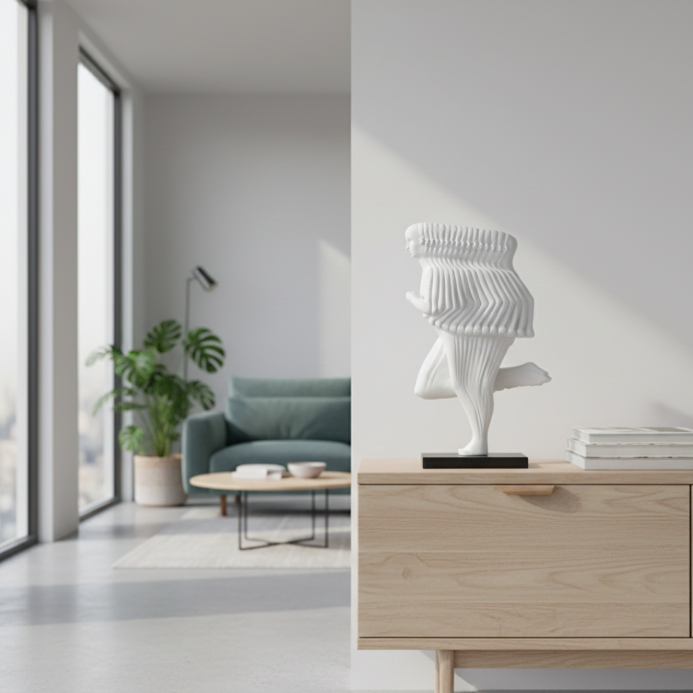 Modern Abstract White Human Sculpture