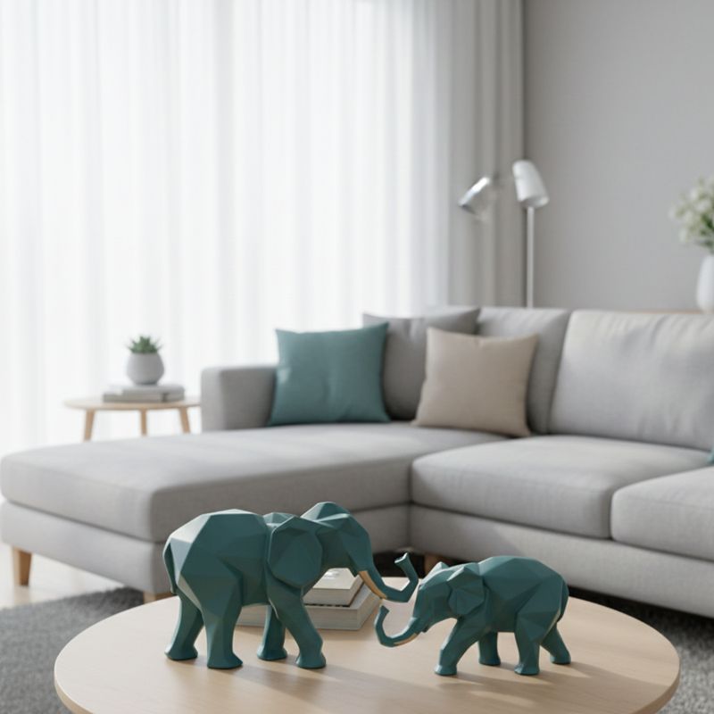 Geometric Elephant Showpiece Set