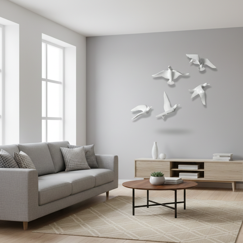 Flying White Birds Wall Décor
