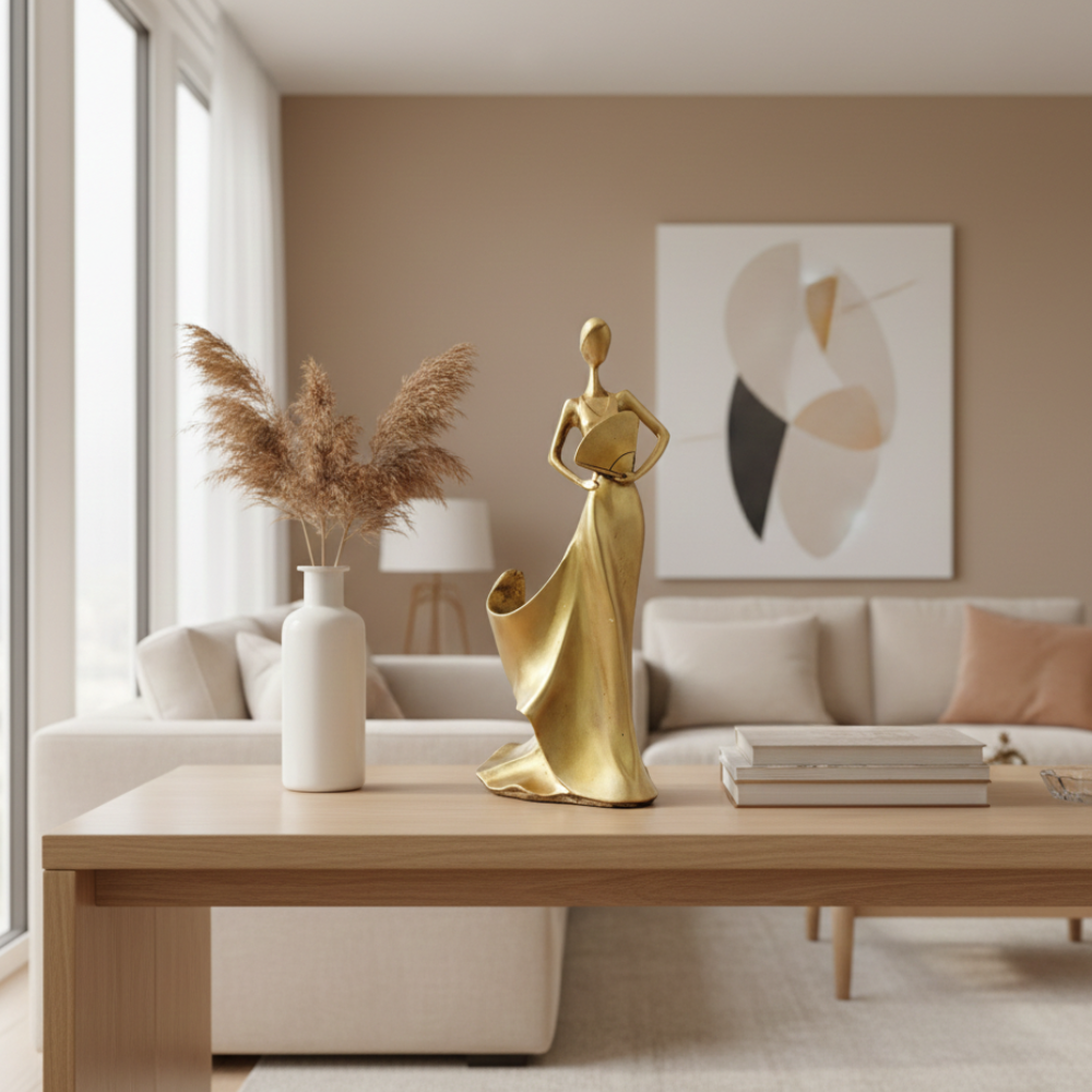 Abstract Golden Lady Figurine Showpiece
