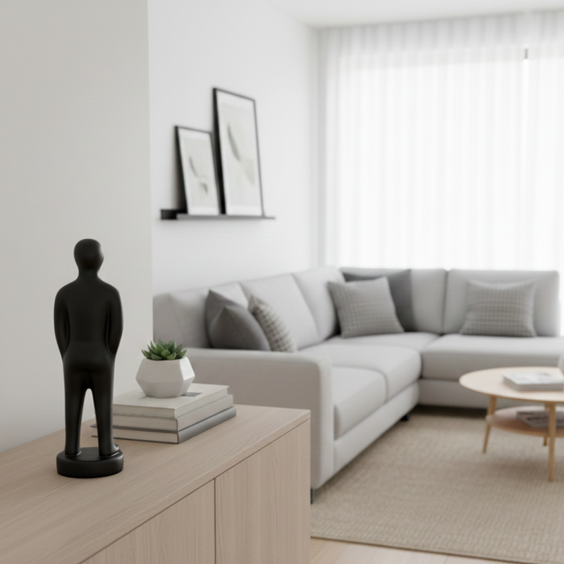 Minimalist Matte Black Resin Statue