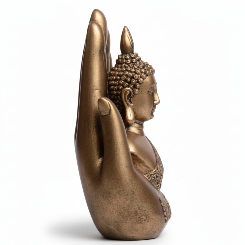 Antique Gold Buddha in Blessing Hand Showpiece