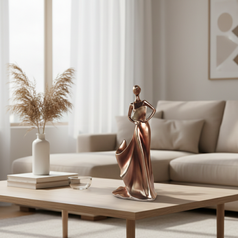 Abstract Bronze Lady Figurine Showpiece