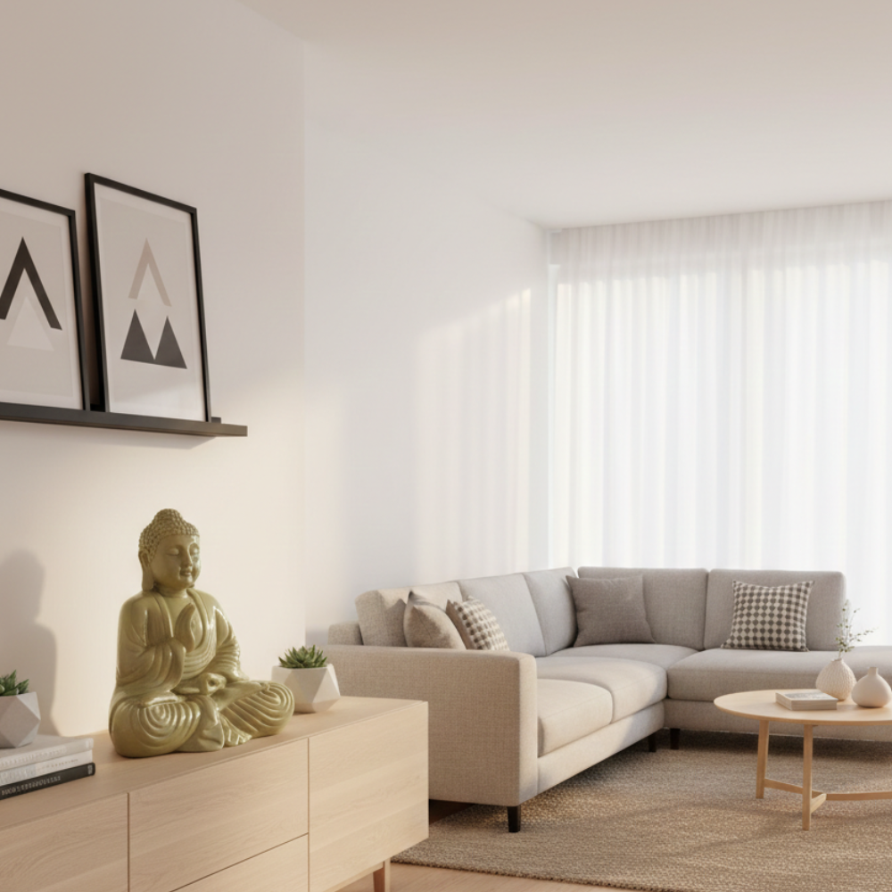 Sage Green Meditating Buddha Statue