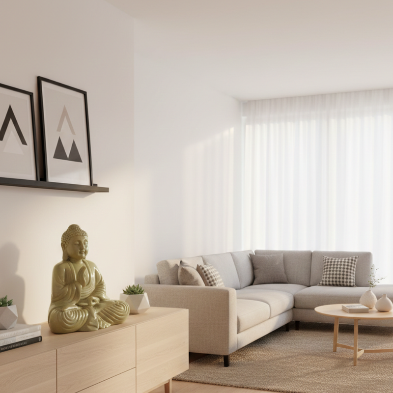 Sage Green Meditating Buddha Statue