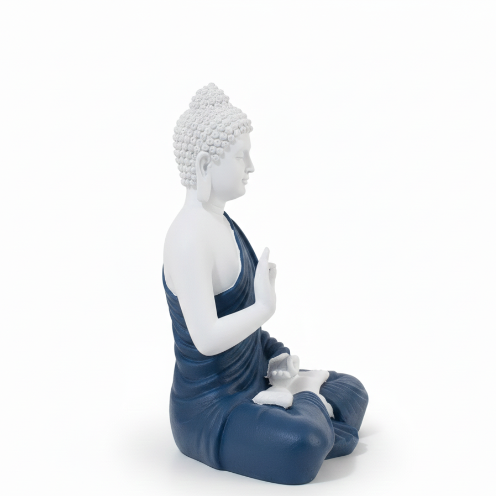Blue & White  Buddha Meditation Statue