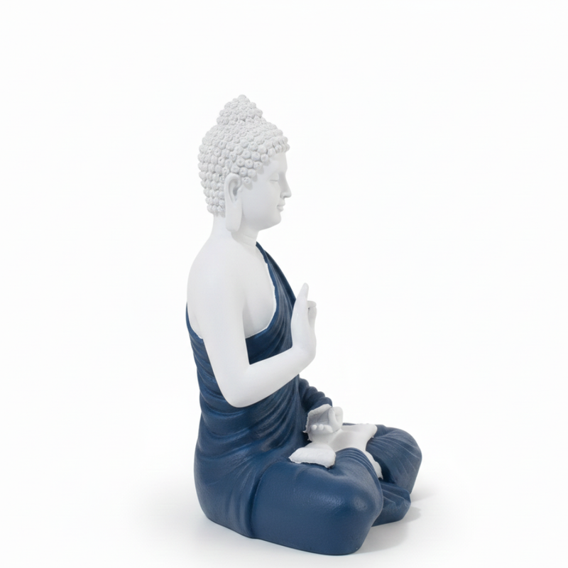 Blue & White  Buddha Meditation Statue