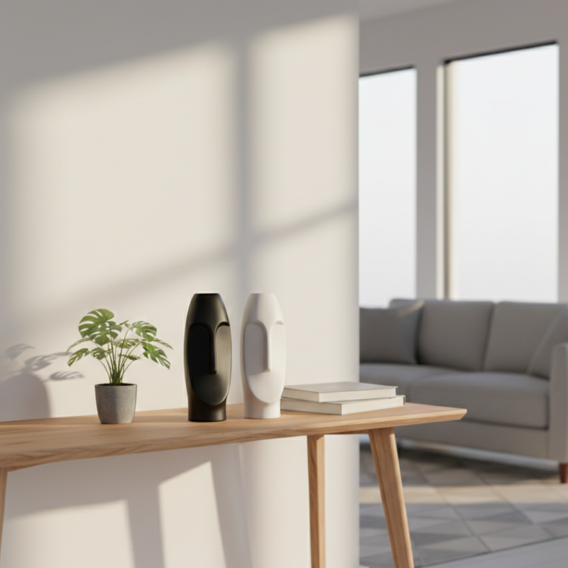 Abstract Face Sculpture Vase