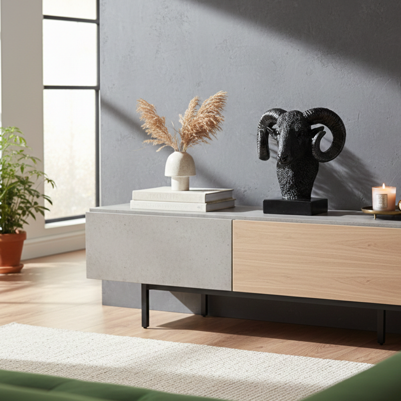 Black Ram Head Sculpture
