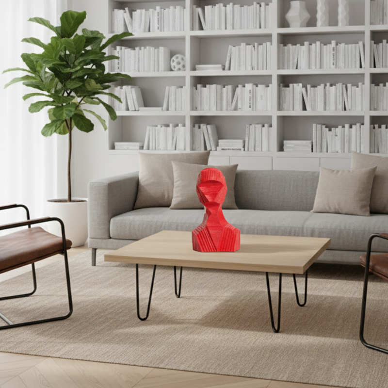 Abstract Red Bust Sculpture