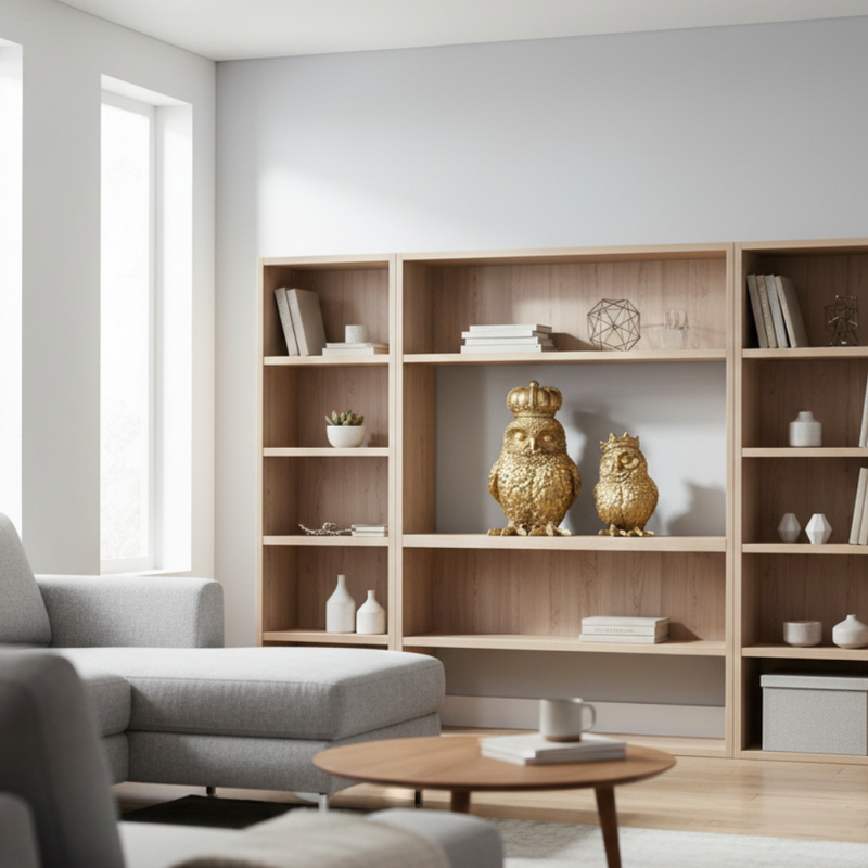 Golden Royal Owl Family Statues