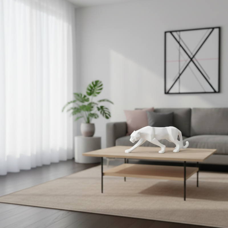 White Panther Decorative Showpiece