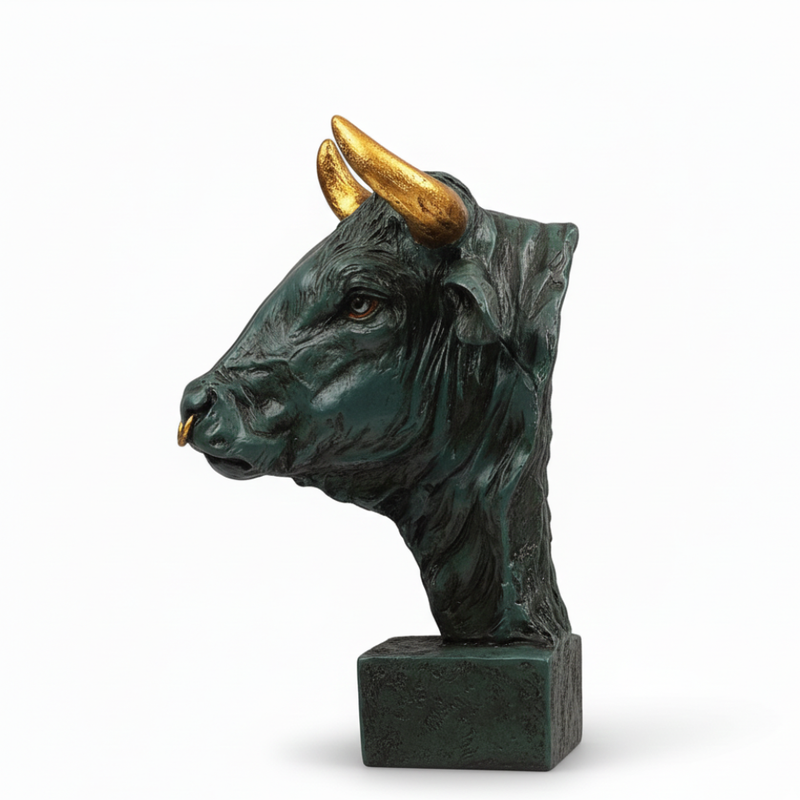 Powerful Bull Head Sculpture