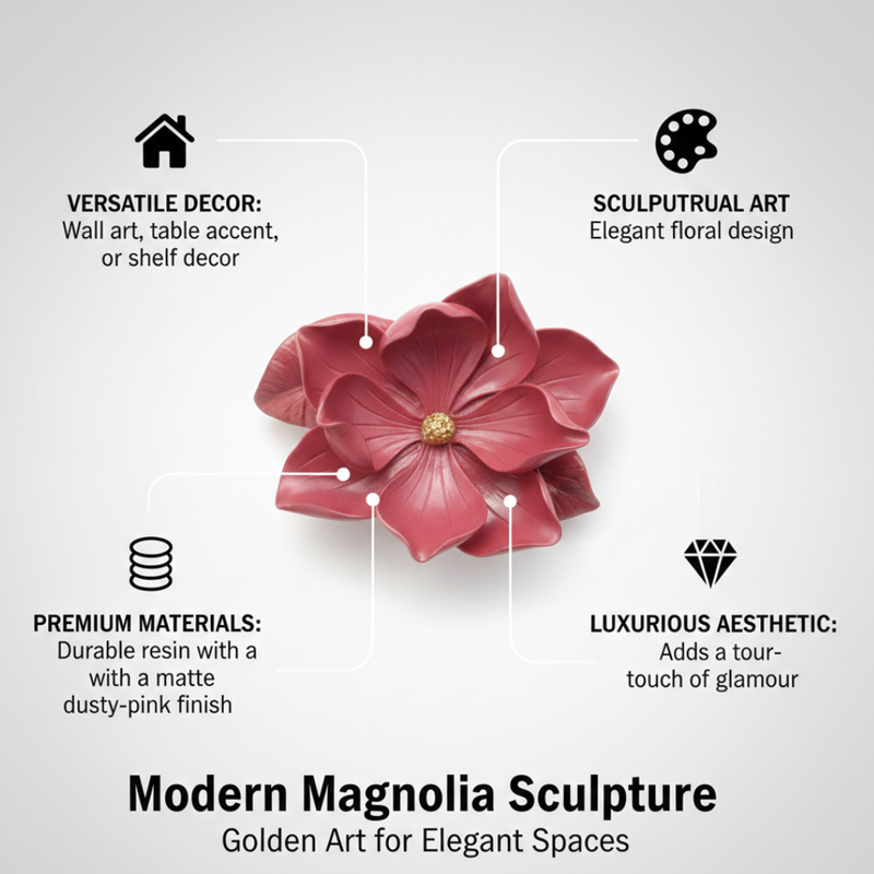 Red Magnolia Flower Decorative Showpiece
