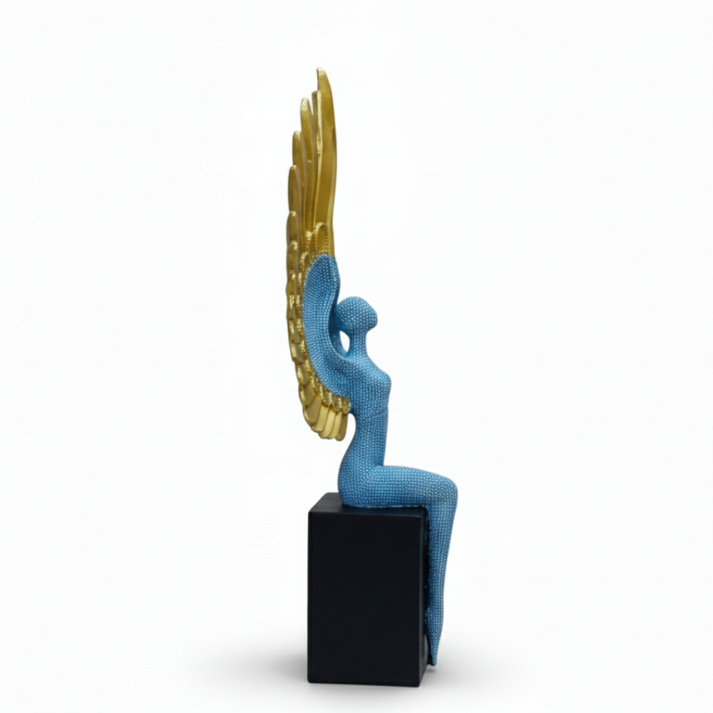 Ascending Angel Sculpture with Golden Wings