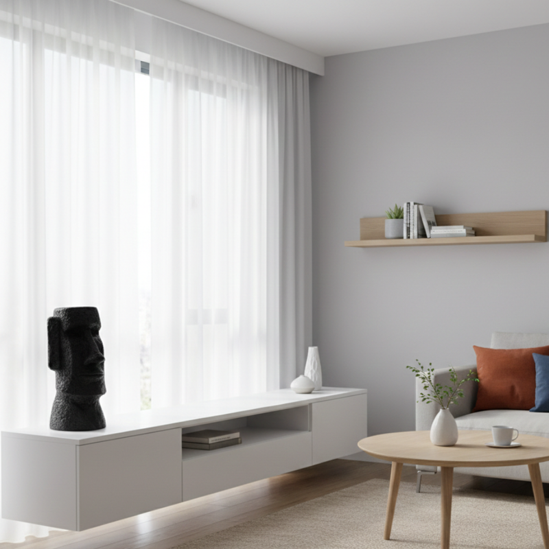 Black Moai Head Stone Finish Decorative Showpiece