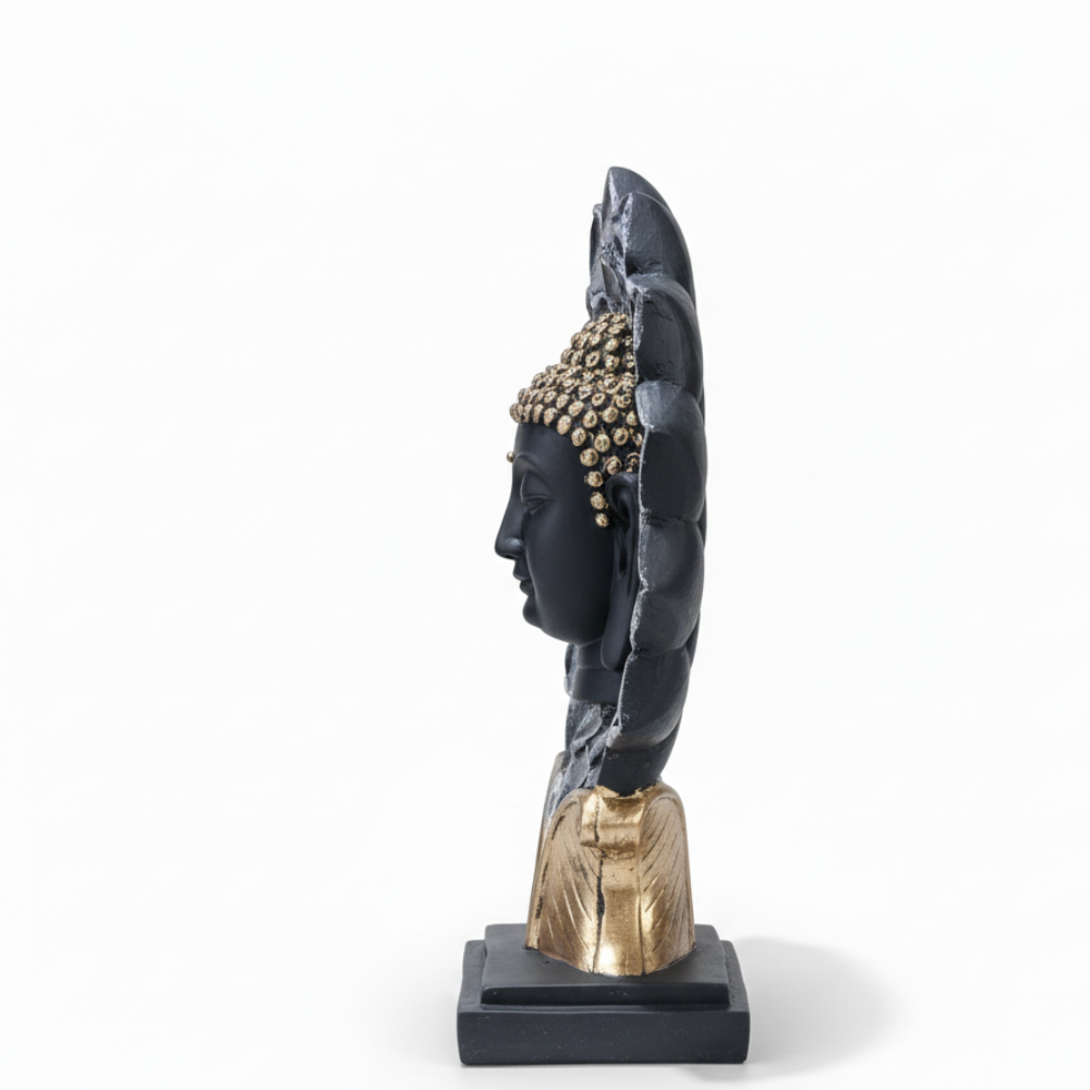 Black & Gold Buddha Lotus Halo Showpiece