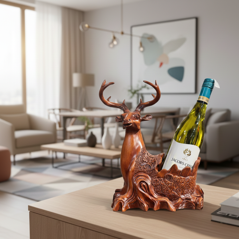 Deer Wine Bottle Holder Showpiece