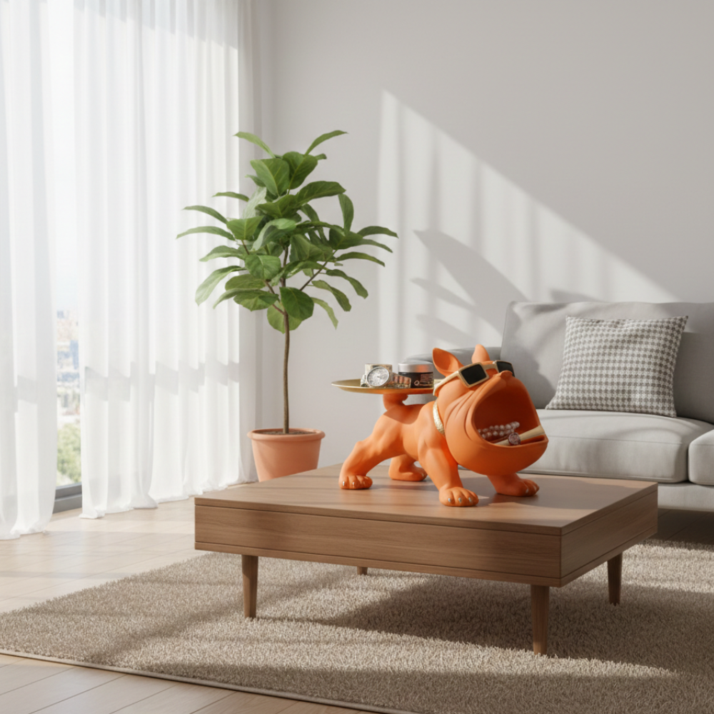 Orange Bulldog Tray Showpiece