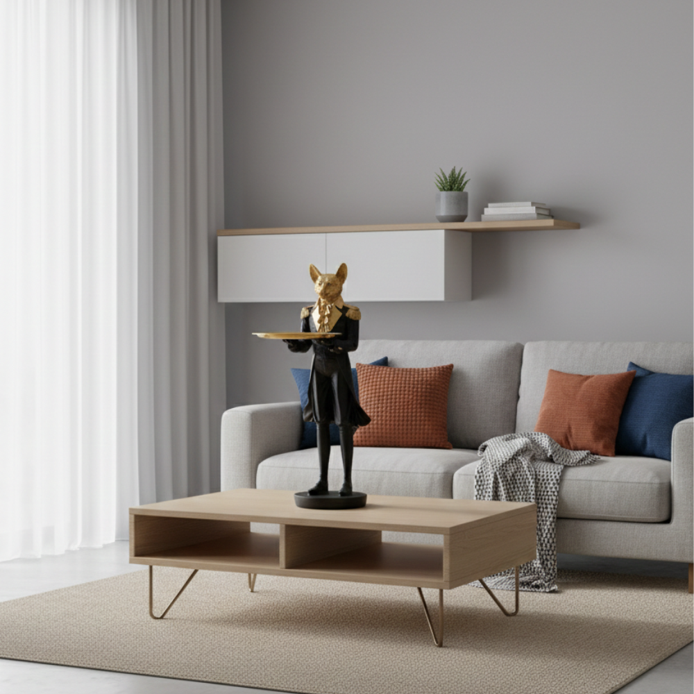 Royal Fox Butler Tray Statue