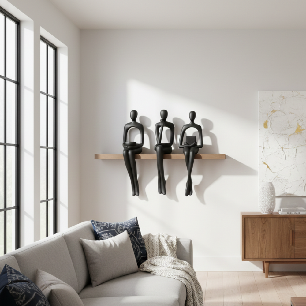 Matte Black Abstract Human Figurines Showpiece