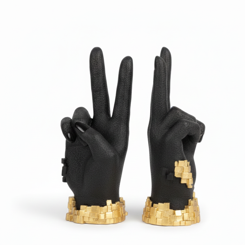 Artistic Black & Gold Hand Gesture Showpiece